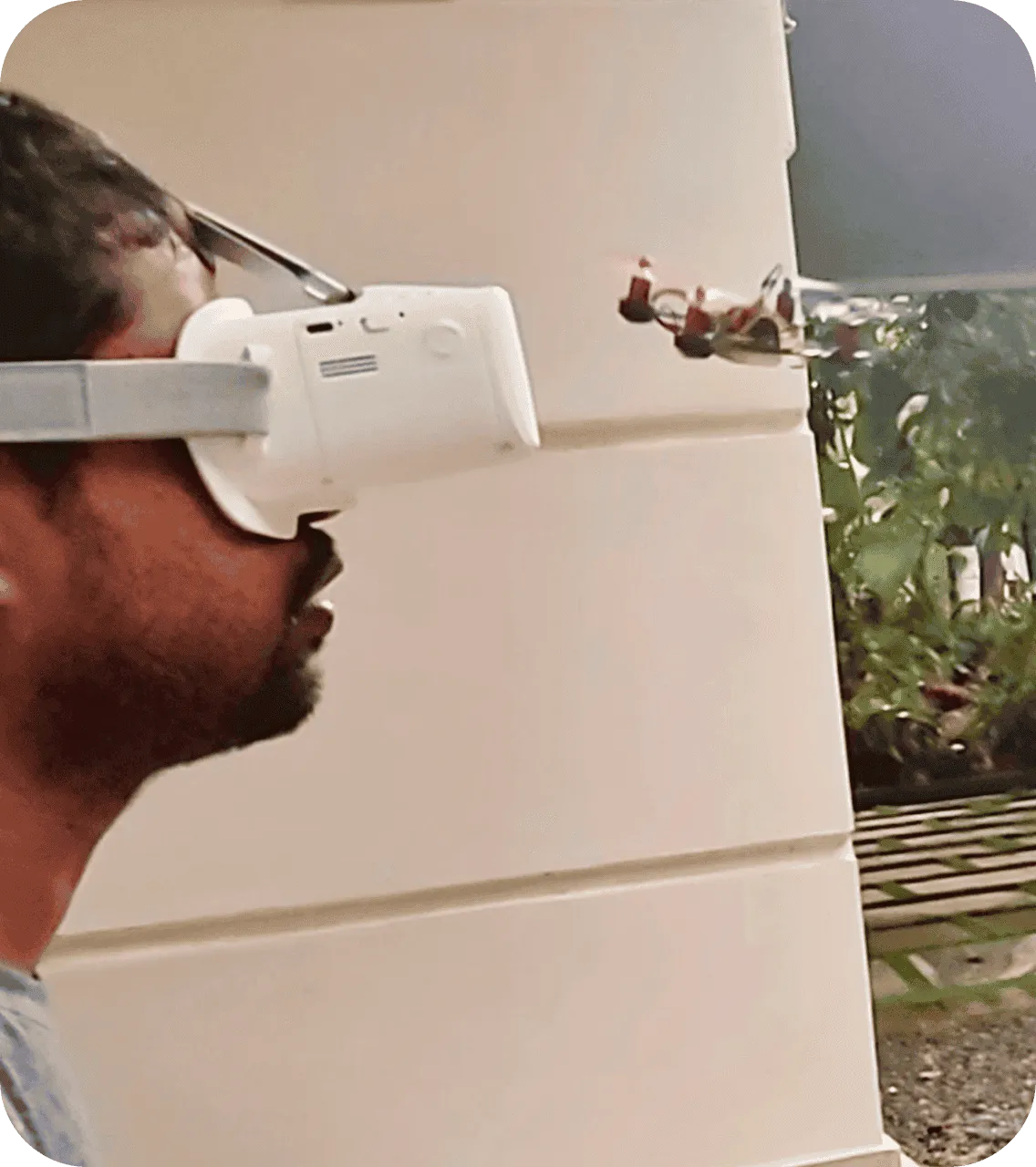 photo of my flying drone and myself