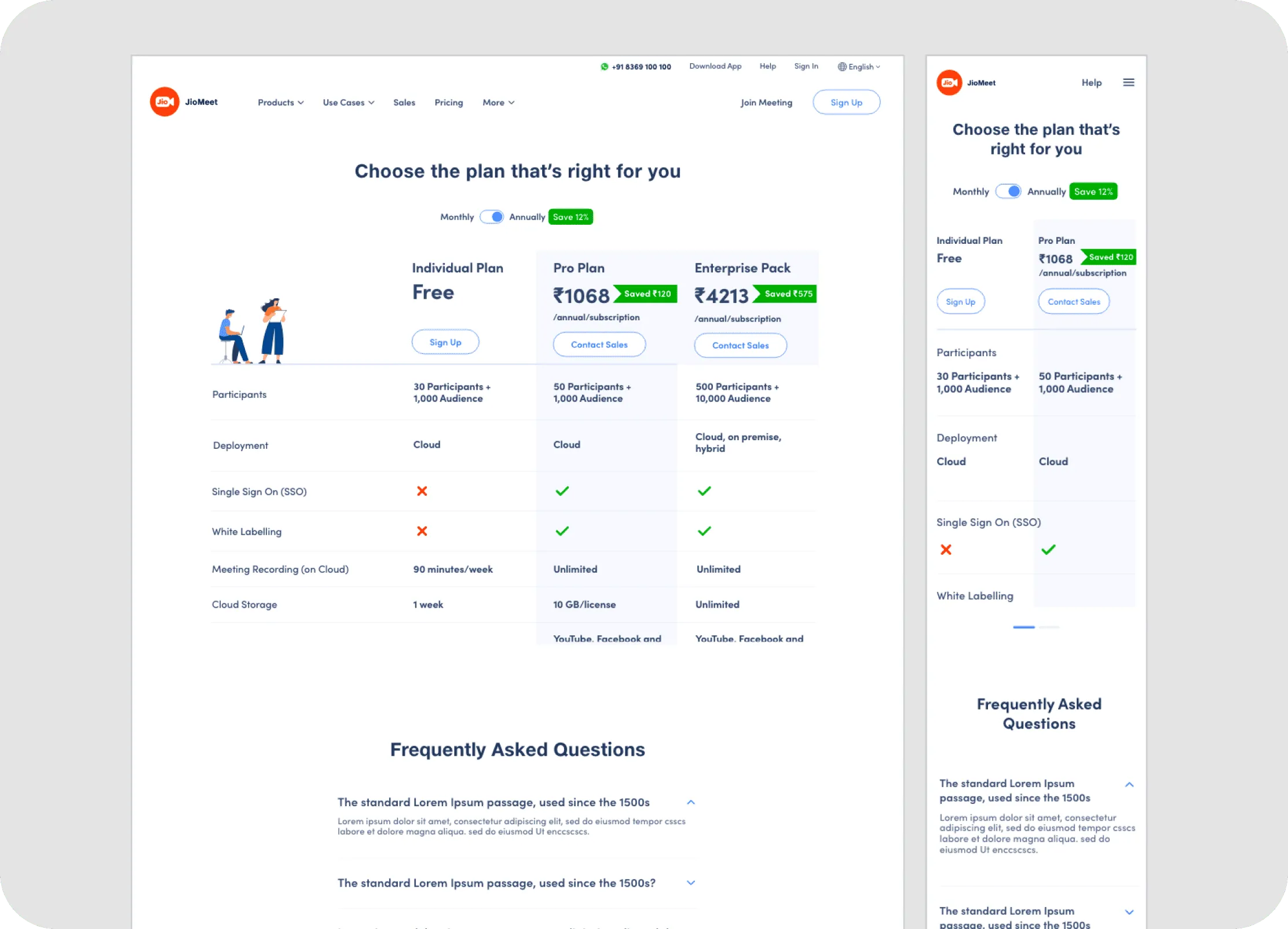 pricing page